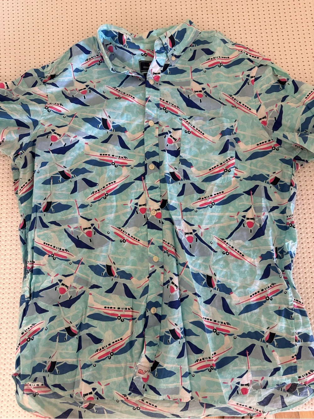 Vineyard Vines Light Blue Airplane Print Button-Down Shirt